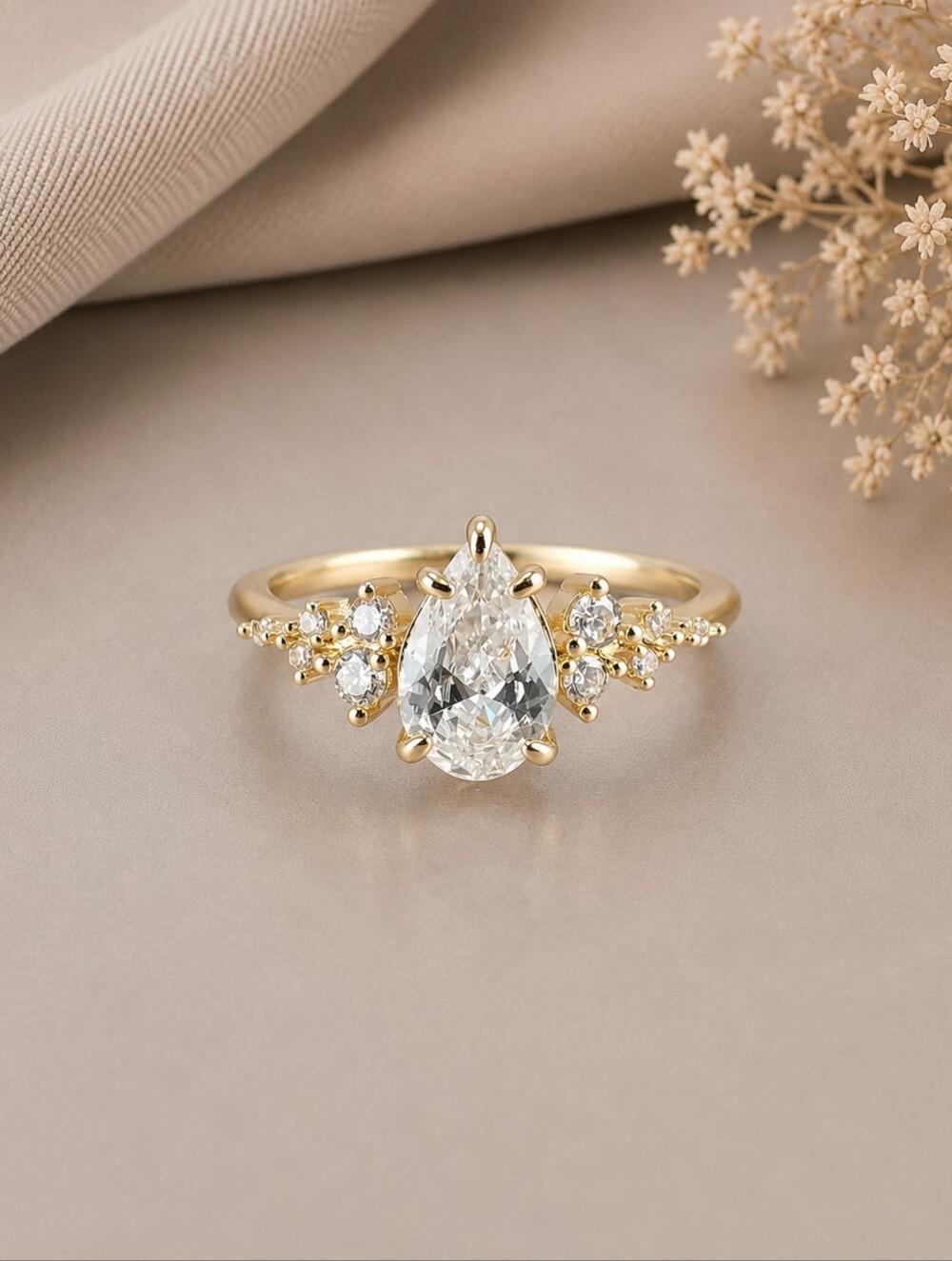Gold Pear-Cut Ring